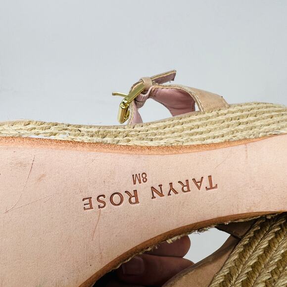 Taryn Rose Espadrille Rope Wedge Sandals Open Toe Champagne - 8 - Picture 7 of 7